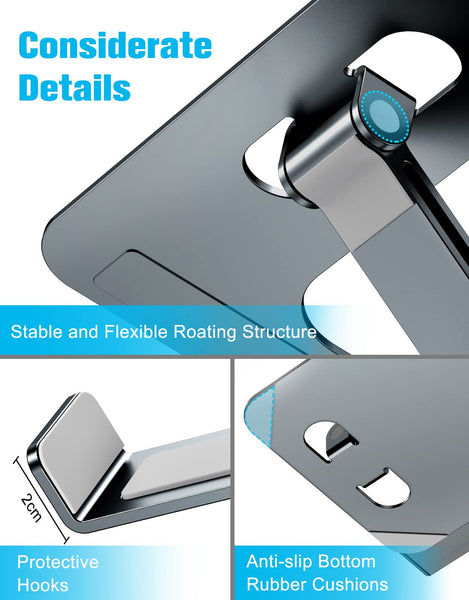 Laptop Stand Lap Desk, Ergonomic Foldable Computer Stand with Adjustable Height, Ventilated Aluminium Alloy Riser Compatible with MacBook Air, Pro, All 10-16" Laptops (Silver)