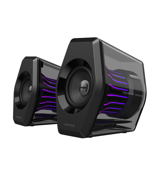 Edifier G2000 Pro 2.0 RGB Gaming Speakers with 64W Peak Power, Virtual 7.1 Surround Sound, 270° TempoFlow Light Sync, Transparent PC Speakers, BT5.4/USB-C/AUX for PC, PS5, Switch, Game Console (Black)
