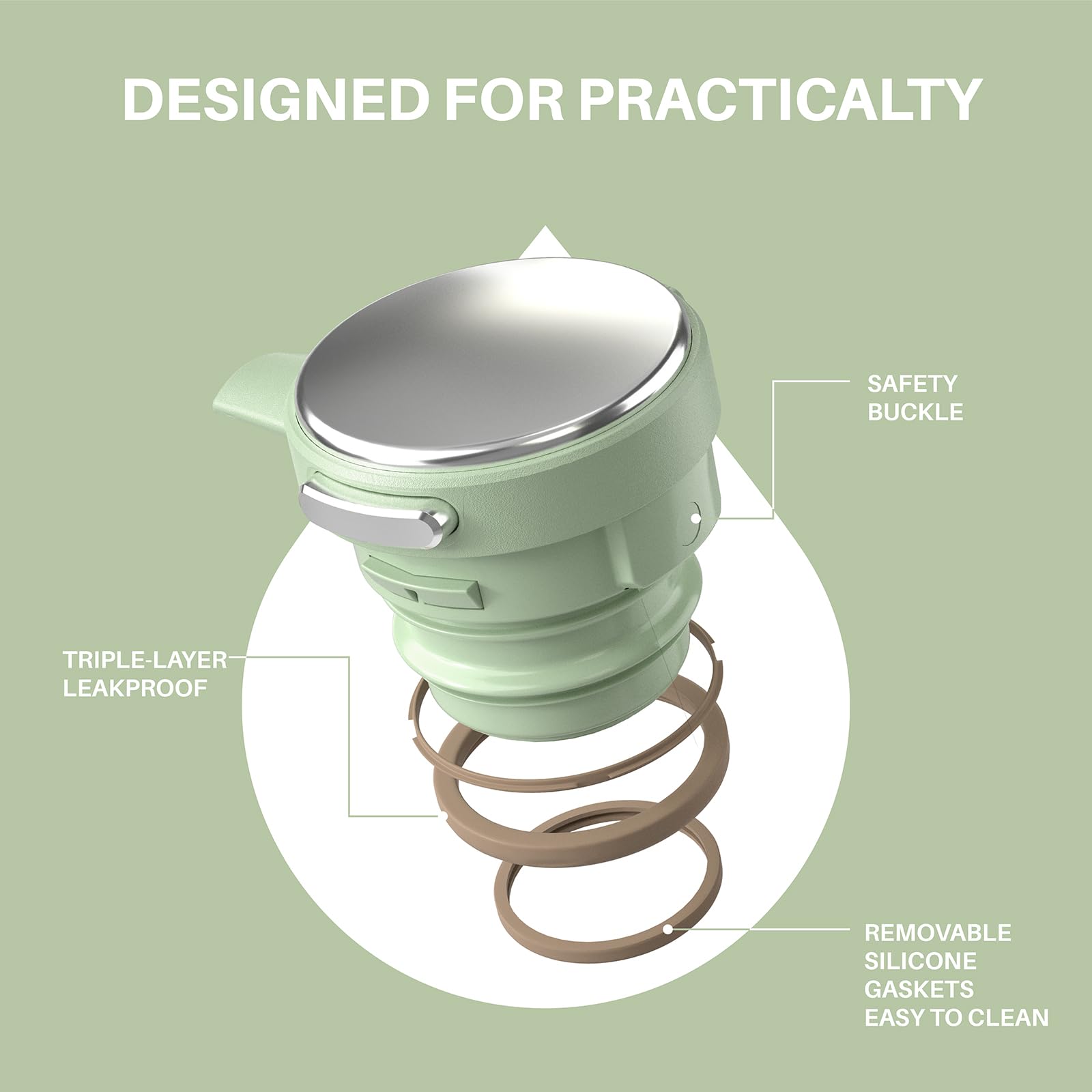 IDEUS Vacuum Insulated Coffee Carafe, 68 oz (2 Liters) Stainless Steel Milk Jug Thermal Tea Pot Hot & Cold Water Beverage Dispenser (Avocado Green)