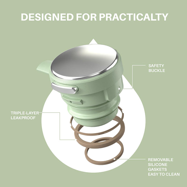 IDEUS Vacuum Insulated Coffee Carafe, 68 oz (2 Liters) Stainless Steel Milk Jug Thermal Tea Pot Hot & Cold Water Beverage Dispenser (Avocado Green)