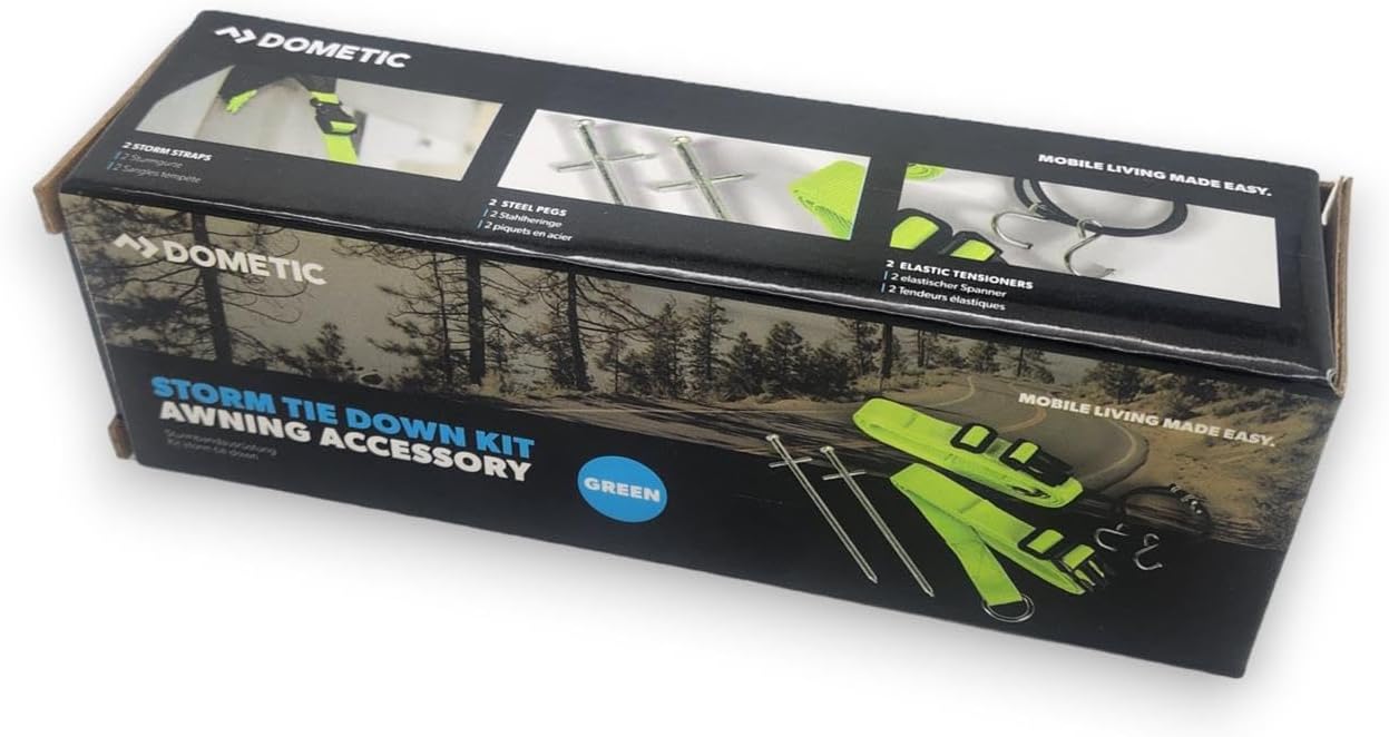 Dometic Storm Straps Tie Down Kit for Kampa or Dometic Awnings - Heavy Duty Secure Fit Acessories and Parts for Caravan, Motorhome, Campervan, Air Awning, Tent - Green