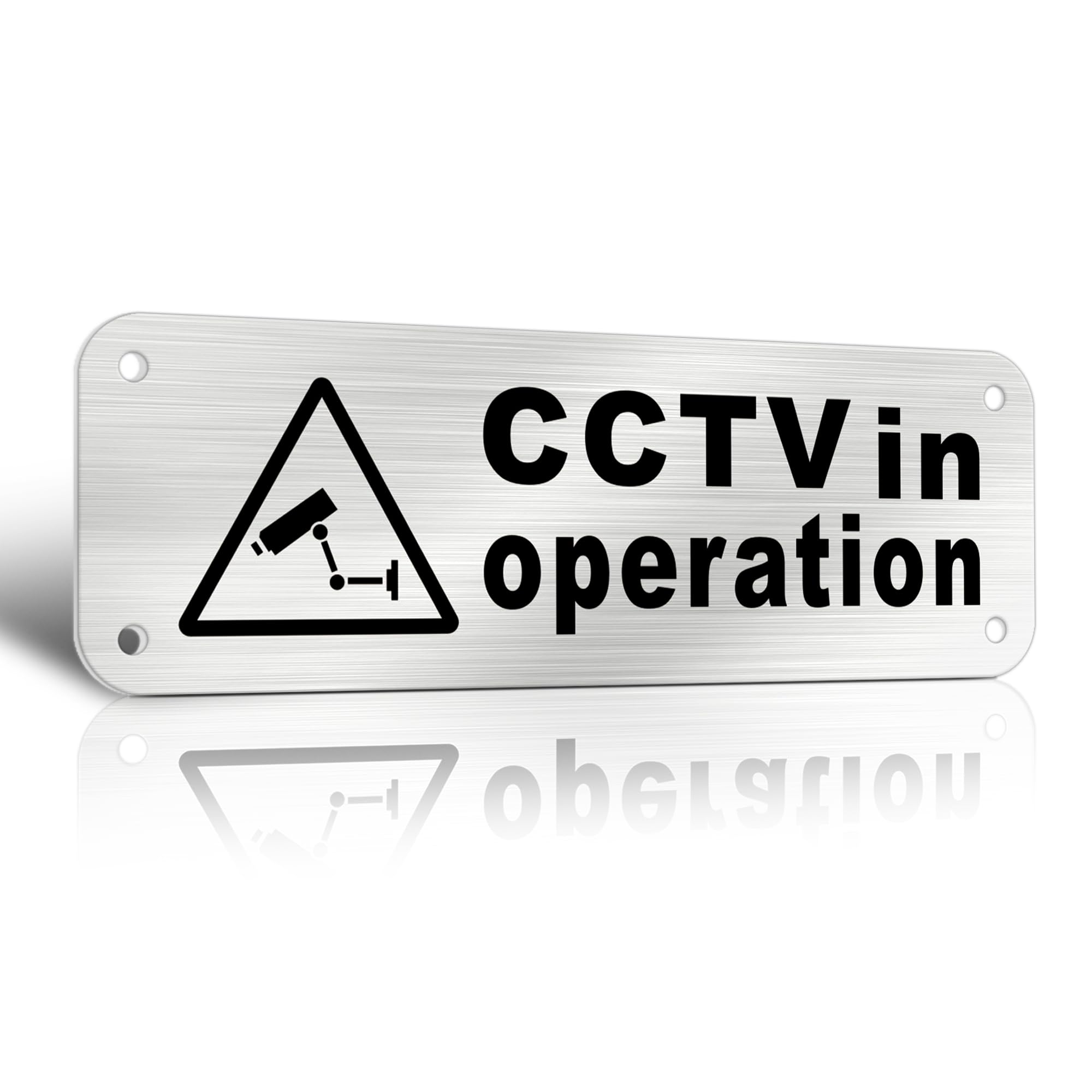 TAKULA Pre-drilled CCTV Sign - 15 * 15cm Aluminium Brushed Metal Sign - 24 HR Outdoor Waterproof, UV Resistant, Durable | Pack of 1
