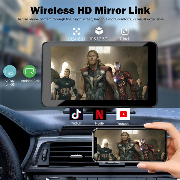 10.26" Wireless Carplay Screen 360 Rotation 4K Dash Cam Carplay & Android Auto Car Stereo Car Audio Receivers with 1080p Backup Camera GPS Navigation/Mirror Link/Voice Control/Siri