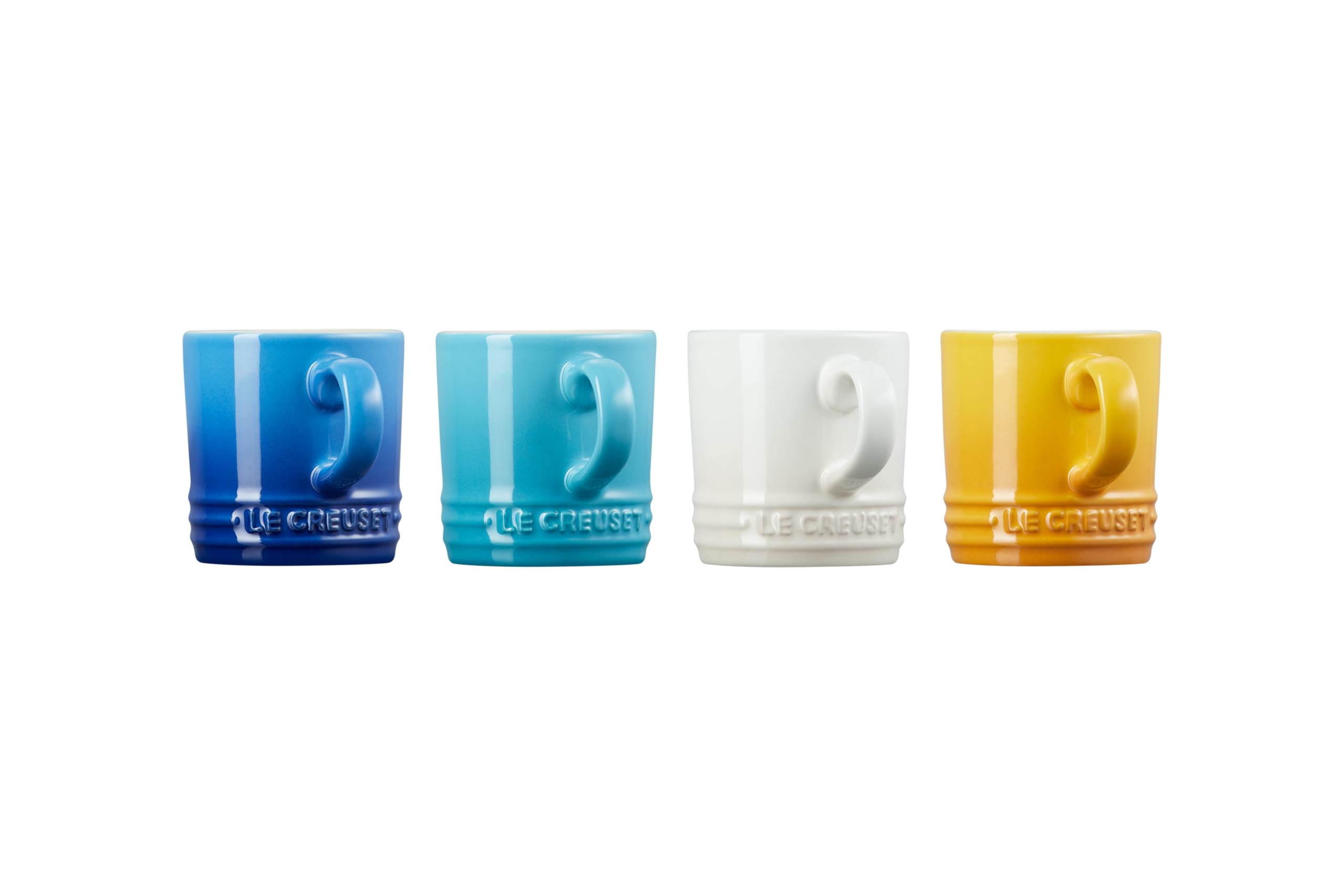 Le Creuset Stoneware Rainbow Coffee Mugs, 350 ml, Cerise, Volcanic, Teal, Ultra Violet, Soleil, Palm, 79114358359030