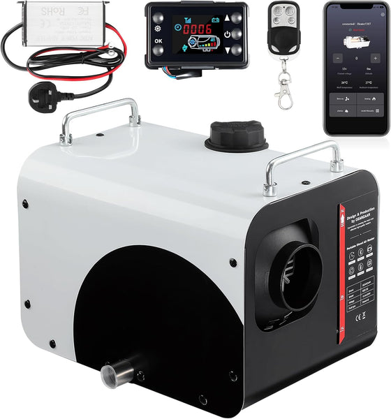 GEARFLOW Diesel Air Heater, 8KW 12V/24V Portable Night Parking Heater w/LCD Display, Remote Control, Bluetooth APP Control, Low Noise, for Campervan, Trucks, Camper, Vans, RV, Motorhome, Garage