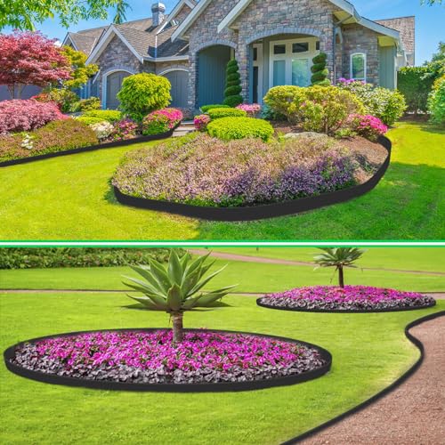 Forever Speed Flexible Plastic Garden Edging 20 m x 5 cm (W x H) [60 Ground Anchors + 1 Pair of Gloves] Lawn Edging Border Garden Edging Lawn Edging