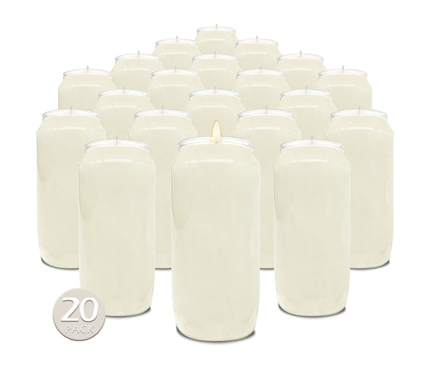 Hyoola 7 Day White Memorial Candles - 20 Pack Grave Candles for Religious, Memory, Vigil and Emergency Use - 100% Vegetable Oil Wax in Plastic Jar