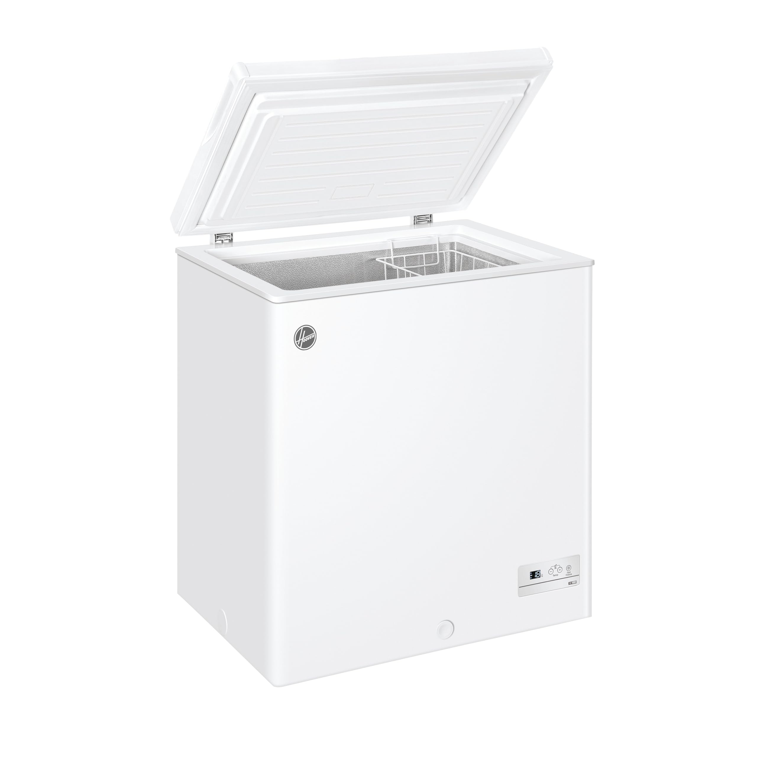 Hoover Freestanding Chest Freezer, 196L Capacity, E Class, Super Freezing Function, Suitable for Outbuildings and Garages, Integrated Handle, White, 91.5x55.5x84.5 cm - HHCH 200 ELK