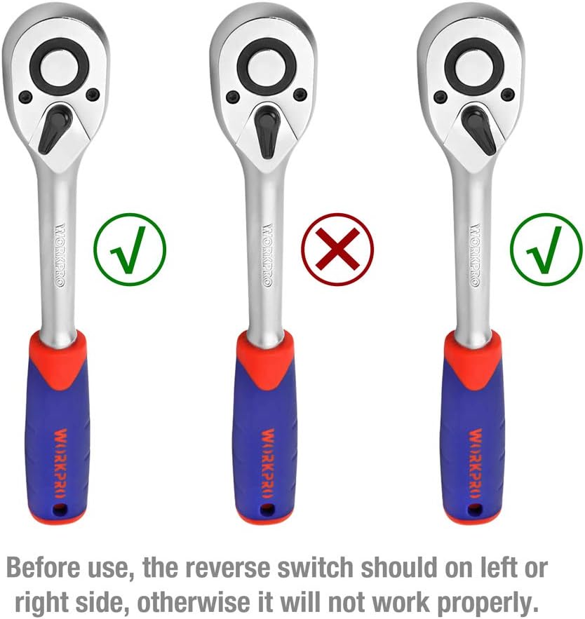 WORKPRO 108-Piece 1/4"&1/2" Drive Socket Set with Bits, Quick Release Ratchet Wrench - CR-V Mechanic Tool Set for DIY, Car Repair