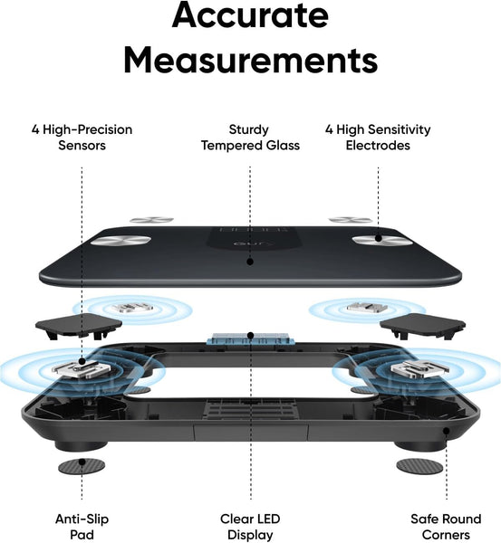 eufy Weighing Scales for Body Weight, Digital Bathroom Scales with Bluetooth, Body Fat Scales, 12 Measurements, Weight/Body Fat/BMI, Fitness Body Composition Analysis, Black, lbs/kg, Smart Scale A1