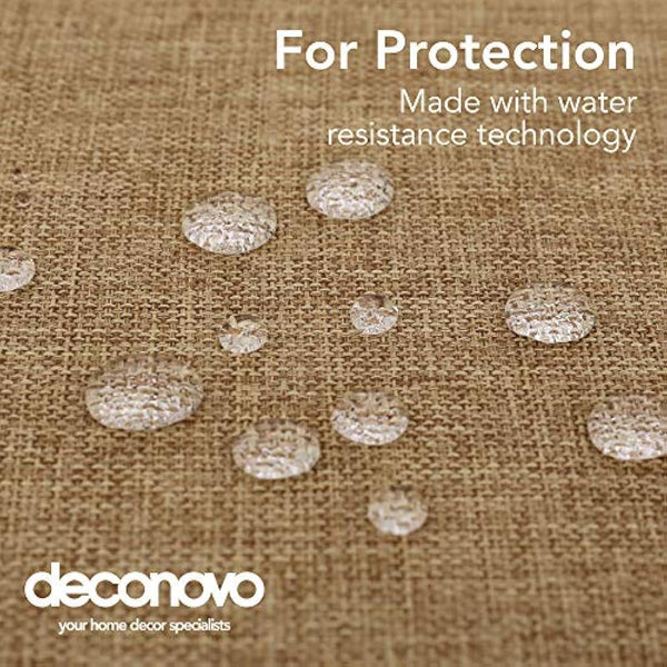 Deconovo - Waterproof and Water Repellent Linen Effect Rectangular Tablecloth for Dining Room Indoor and Outdoor - 137 x 274 cm - Brown
