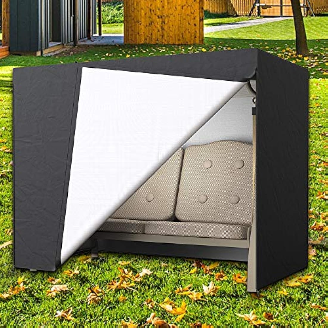 Beenle-Icey 2 Seater Garden Swing Cover Heavy Duty Waterproof Hammock Cover Windproof Swing Sunshield Covers 160 * 125 * 170cm