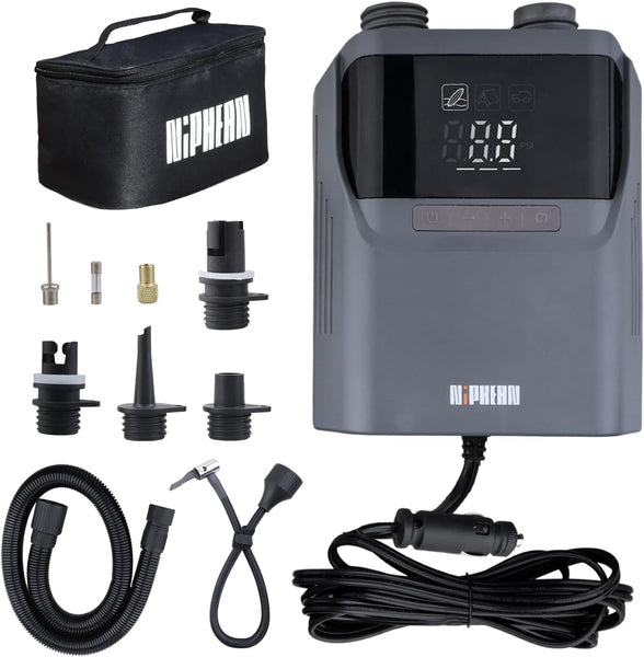 Niphean Paddle Board Pump with (Extra-Long) 118'' Charging Cable, 50 PSI Tyre Inflator with Storage Bag, Electric Pump for Inflatables&Deflation, Car Tyre Inflator for SUP, Balloon, Mattress