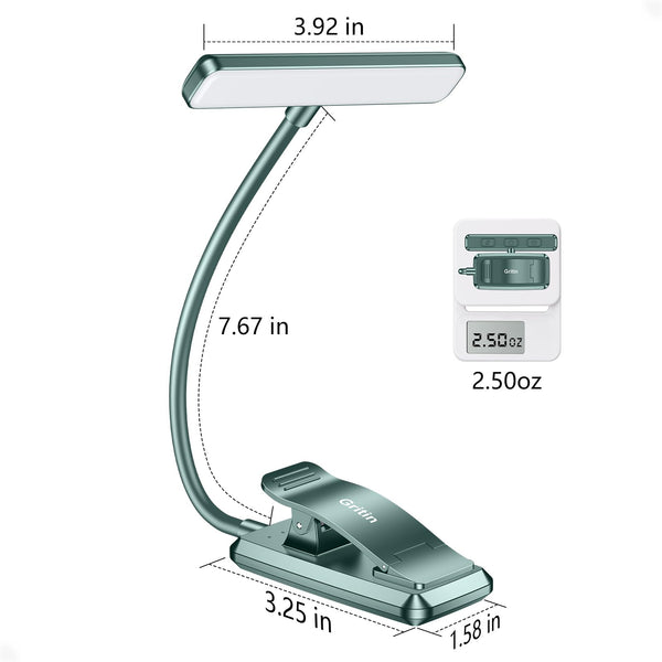 Gritin 19 LED Book Light, Reading Light Book Lamp for Reading at Night with Memory Function, 3 Eye-Protecting Modes -Stepless Dimming, Long Battery Life, 360° Flexible Lamp for Bed,Tablet