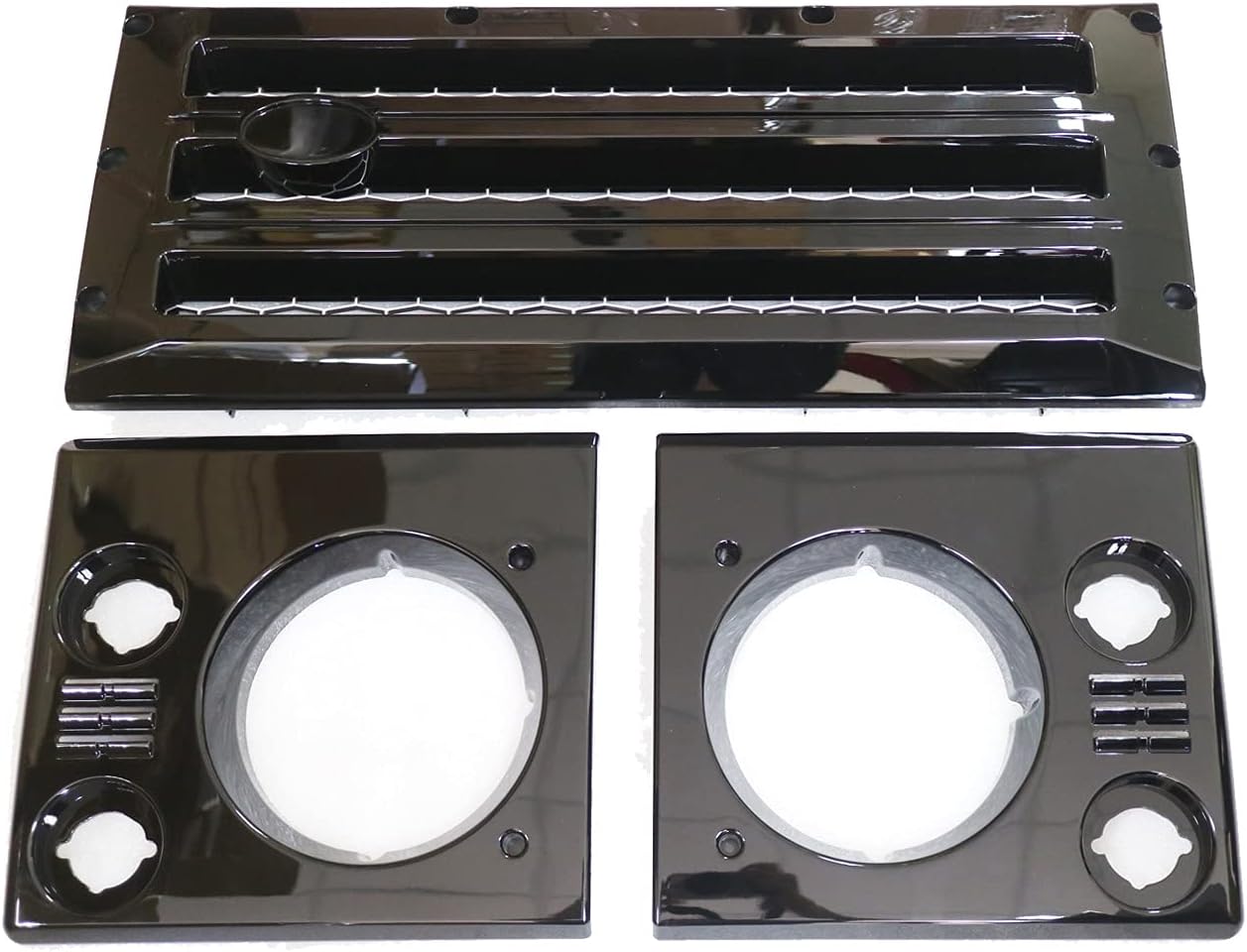 Gazoz Performance Front Grille+Head Lights Lamp Surrounds for Defender - Gloss Black
