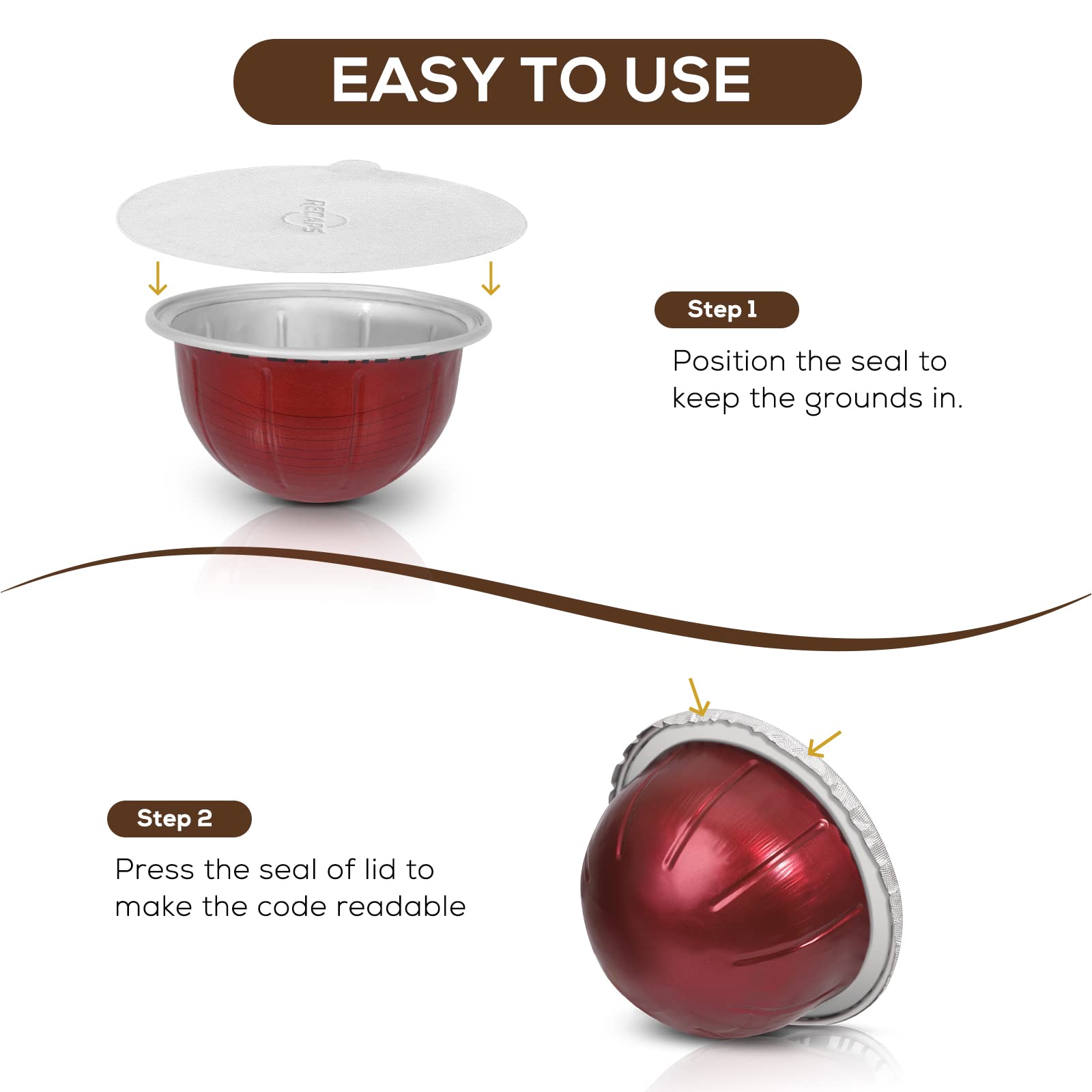 Aluminum Foli Lids for Reusable Capsules, Coffee Foil Seals, Coffee Pod Foli Lids Compatible with Nespresso Vertuo Pods 500PCS 62mm