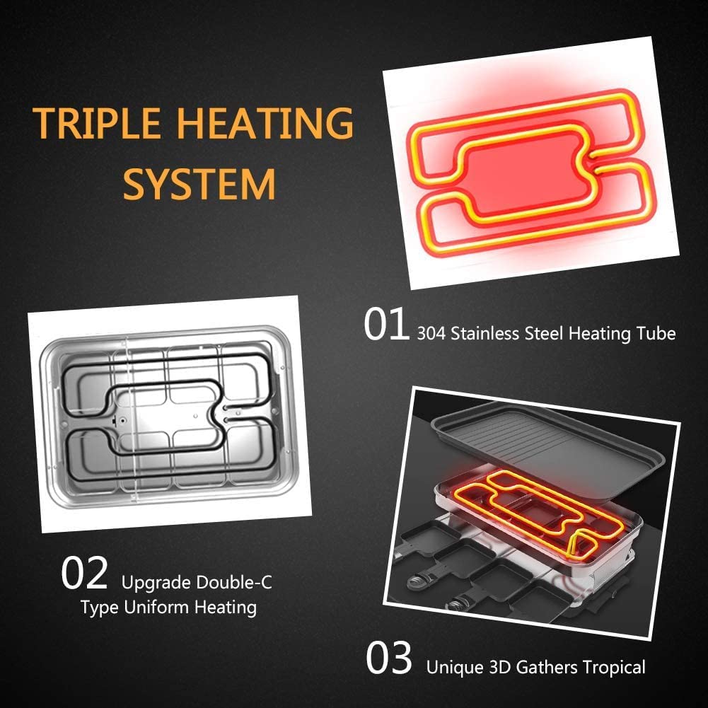 Hengbo Raclette Grill 8 Person Indoor Grill Machine 8 Mini Non Stick Pan for Raclette Cheese Dishes Cooking Party Kitchen Cooker Health Electric