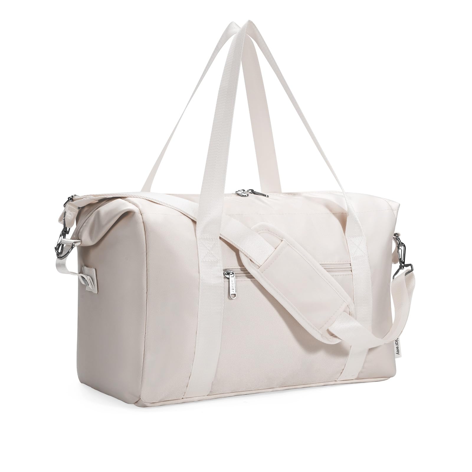 Narwey for Ryanair Cabin Bag 40x20x25 Underseat Ryan Air Bag Foladble Travel Duffel Hospital Carry on Hand Luggage Holdall Weekend Overnight Bag for Women and Men 20L (Beige with Green Straps)