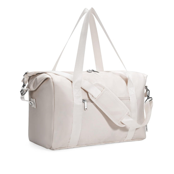 Narwey for Ryanair Cabin Bag 40x20x25 Underseat Ryan Air Bag Foladble Travel Duffel Hospital Carry on Hand Luggage Holdall Weekend Overnight Bag for Women and Men 20L (Beige with Green Straps)