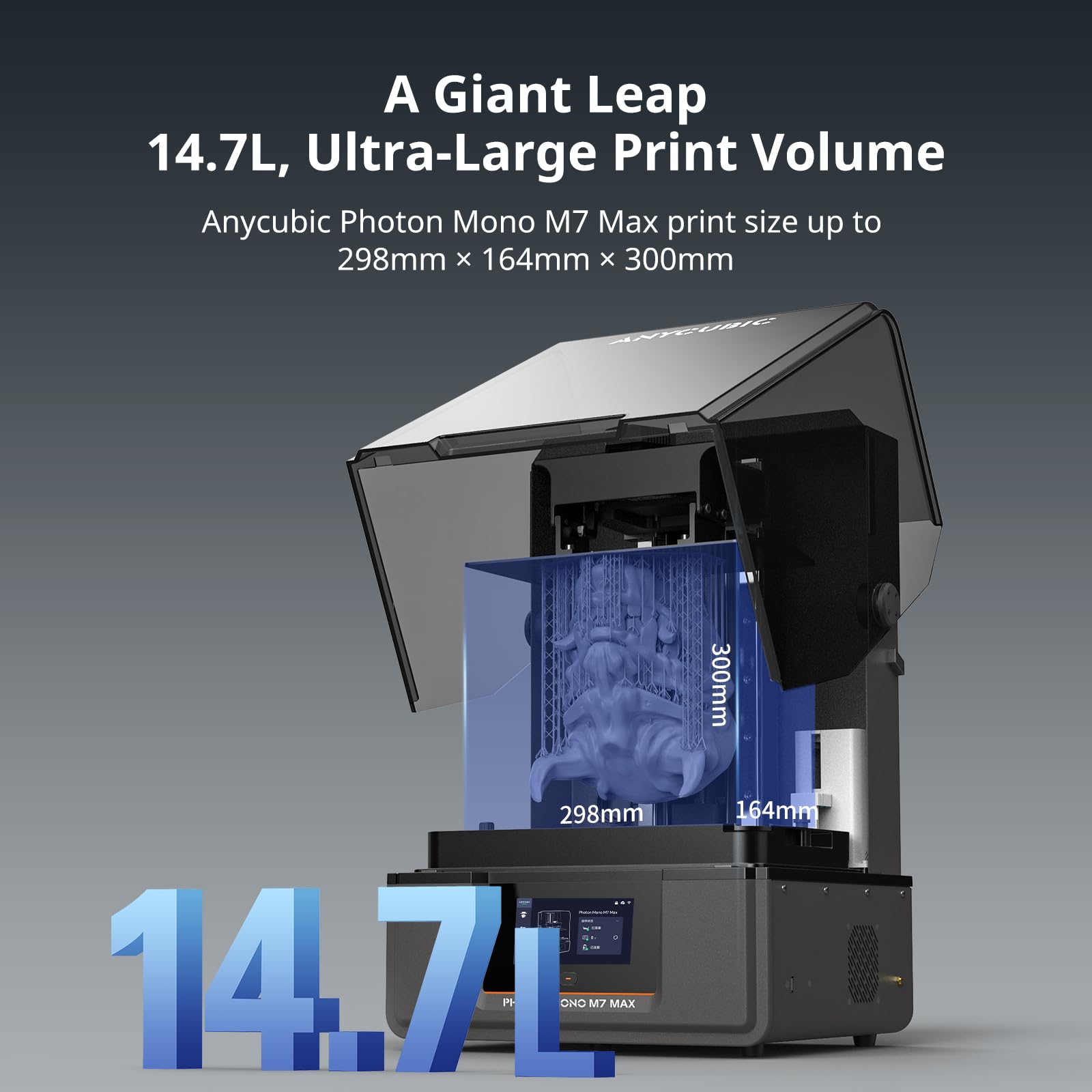 ANYCUBIC Photon Mono M7 Resin 3D Printer, 150mm/h Printing Speed, 10.1” 14K HD Mono Screen Resin Printer with Latest LighTurbo 3.0, Intelligent Assisted Printing System, Printing Size of 223*126*230mm