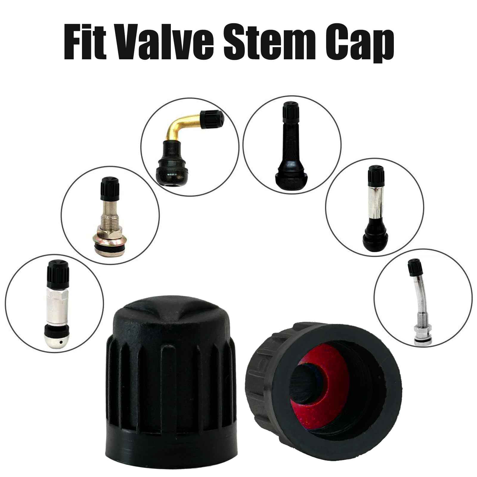 TCPENG® 10PCS Tyre Valve Caps, with O Seal Ring, Universal Stem Dust Covers for SUV, Cars, Bike, Motorcycles, Trucks, Heavy-Duty, Airtight Seal, Screw-On, Easy to Operation (10 Pack Black)