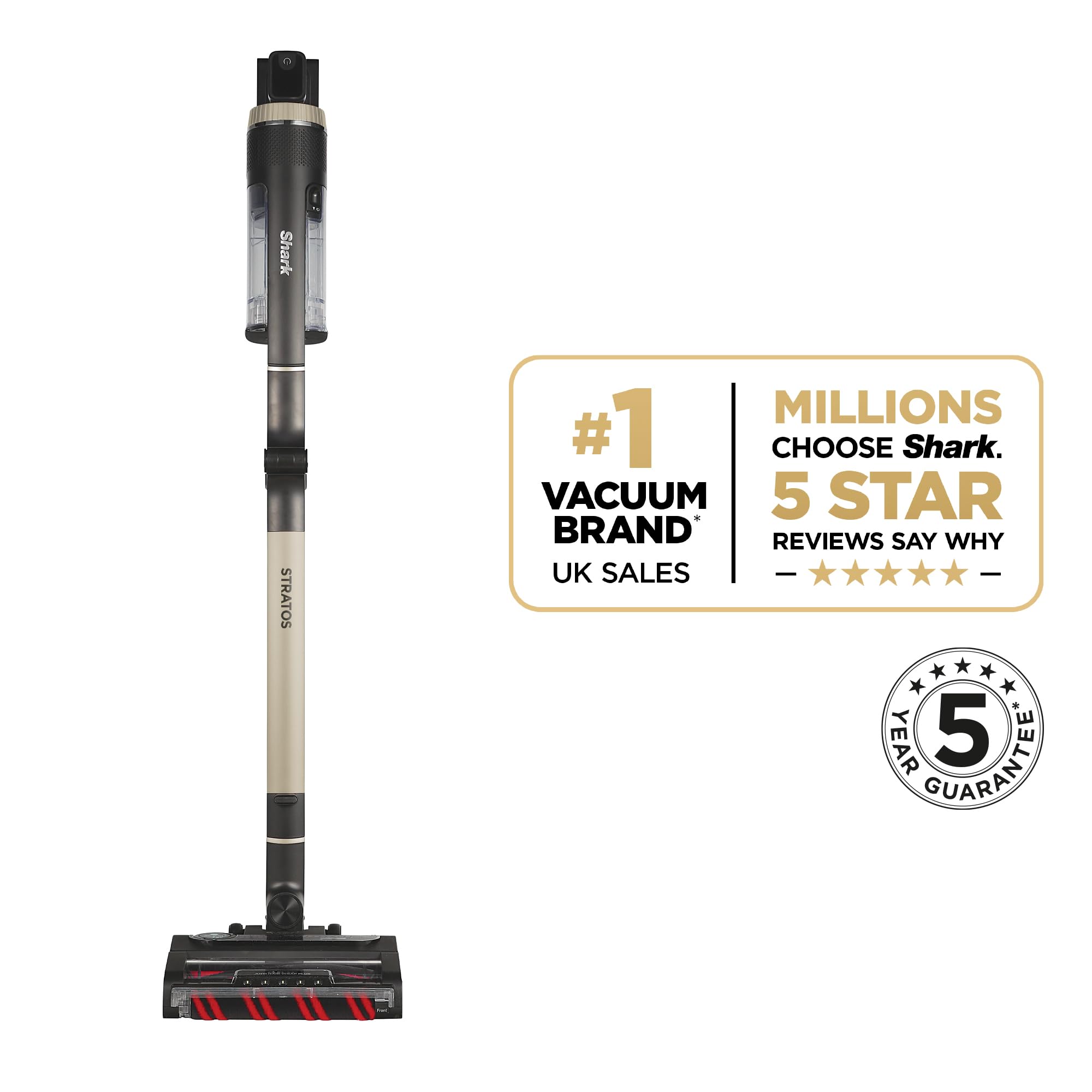 Shark Stratos Cordless Stick Vacuum Cleaner with Anti Hair Wrap Plus, Clean Sense IQ & Anti-Odour Technology, 60 Mins Run-Time, Removable Battery, Charcoal/Rose Gold IZ400UK