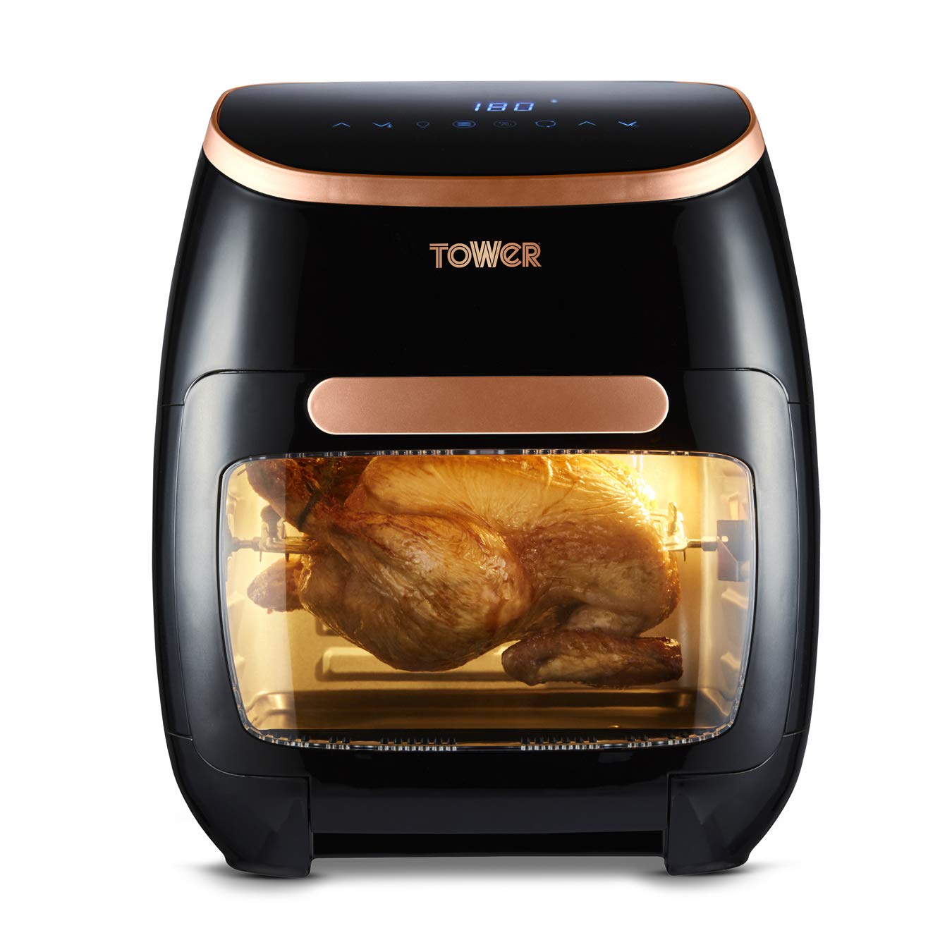 Tower T17122 Vortx Platinum Xpress Digital 30L Air Fryer Oven with Vizion Viewing Window, 18 Cooking Options, 2 Hour Timer, 1800W, Black