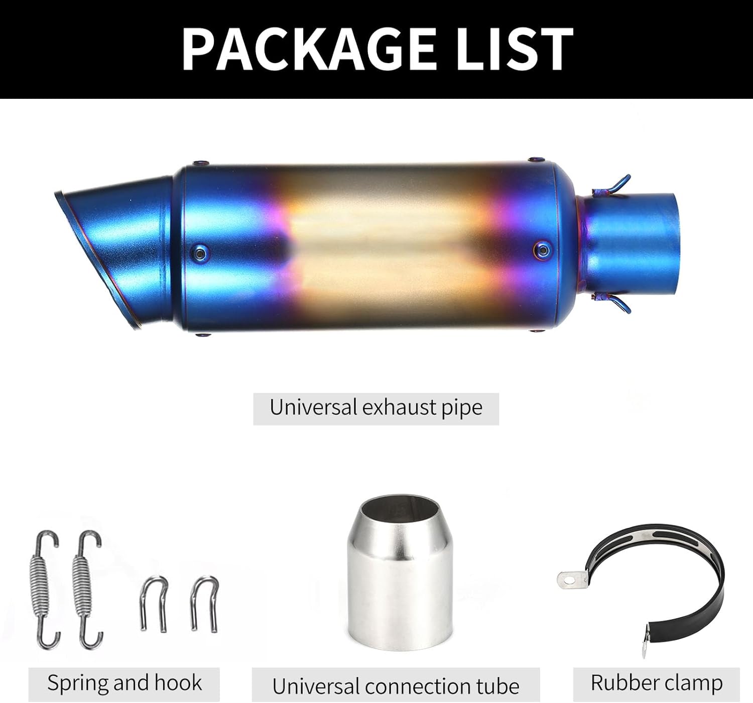 38-51mm Universal Motorcycle Exhaust Pipe Motorcycle Exhaust Muffler Pipe Pipe Tail Refit Exhaust Muffler Fit with Killer For Dirt Bike Street Bike Scooter ATV