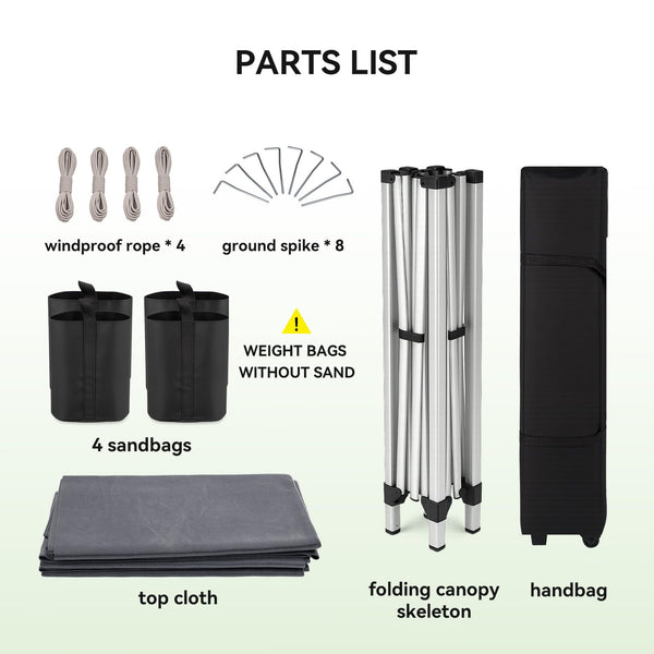 Aoxun 3m x 3m Pop Up Gazebo, Metal Frame Shelter Tent for Outdoor Garden Party, with 4 Sandbags & Carry Bag, Adjustable Height, Grey