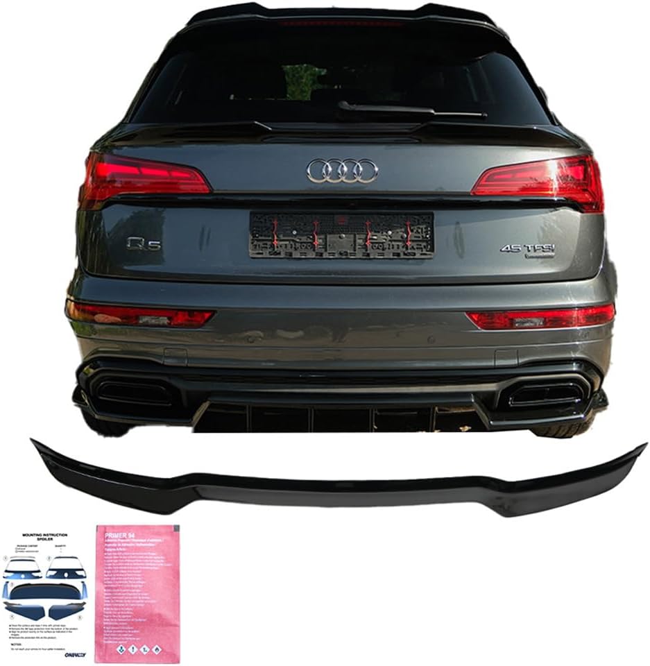 Oneway Roof Spoiler (Cap) compatible with Audi Q5 (FY) S-Line Facelift 2020-2024 excl. Sportback - Gloss black