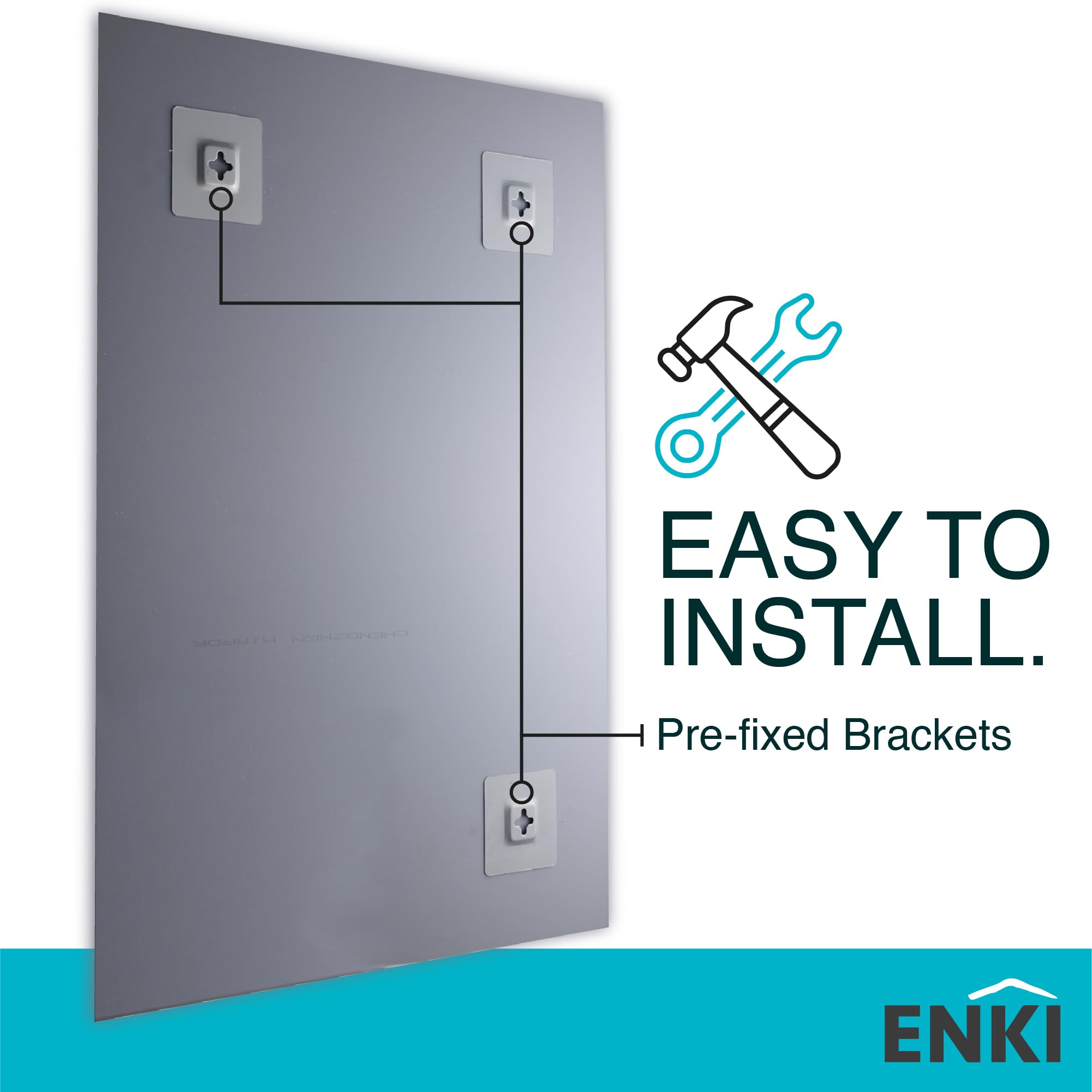 ENKI - Horizon Frameless Bevel Polished Edge Glass Wall Mirror (40cm x 60cm) for Bathroom, Bedroom, Living Room & Hallway  Durable, Easy to Install,