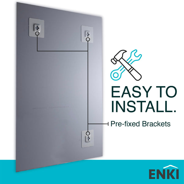 ENKI - Horizon Frameless Bevel Polished Edge Glass Wall Mirror (40cm x 60cm) for Bathroom, Bedroom, Living Room & Hallway  Durable, Easy to Install,