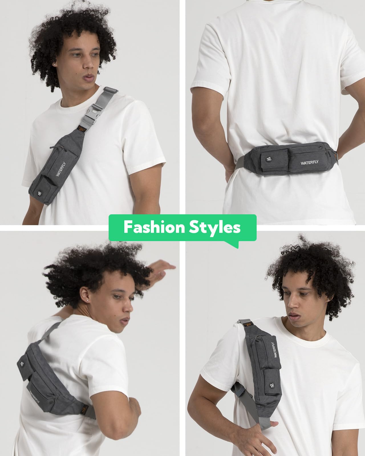 Waterfly Waist Bag Pack Slim Water Resistant Fanny Pack Travel Bum Bag Running Belt for Traveling Cycling Hiking Camping