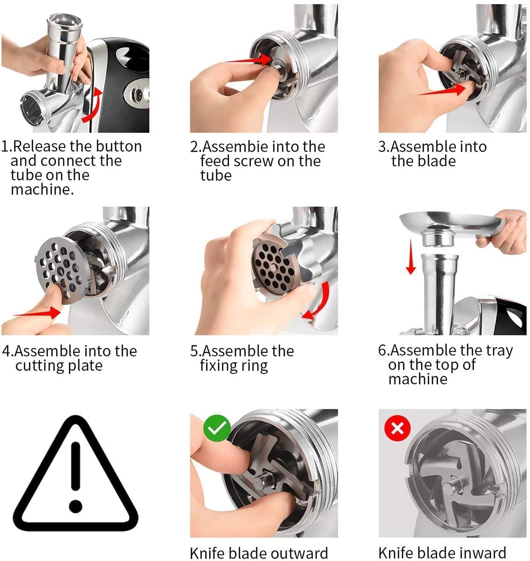 Electric Meat Grinder and Duty Household Sausage Maker Meats Mincer Food Grinding Mincing Machine with Kibbe Attachement  Powerful 2800W Copper