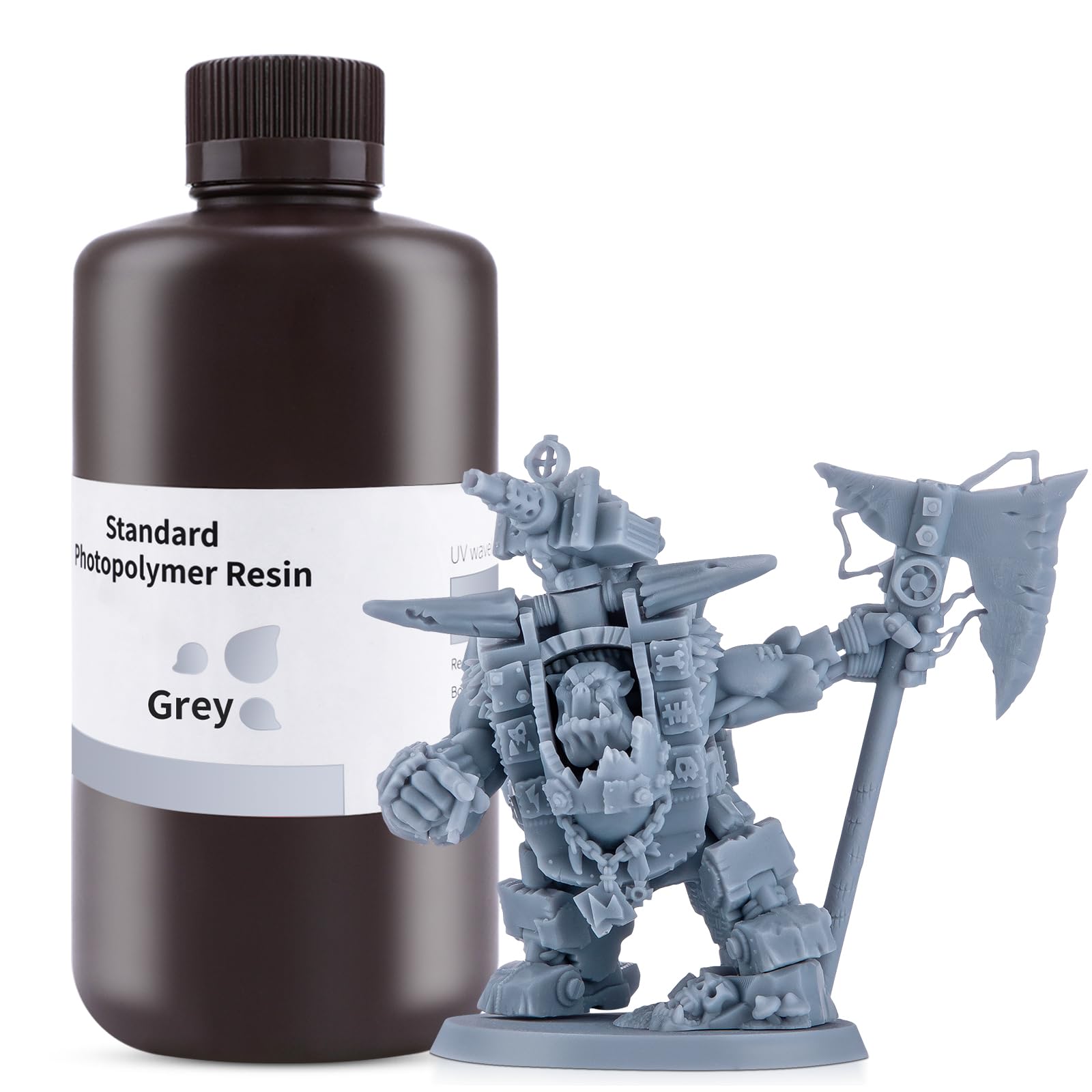 ELEGOO 8K 3D Printer Resin, Standard Photopolymer Resin 405nm UV-Curing Resin, Best for 8K/9K/12K/14K/16K LCD 3D Printer Space Grey 1000G