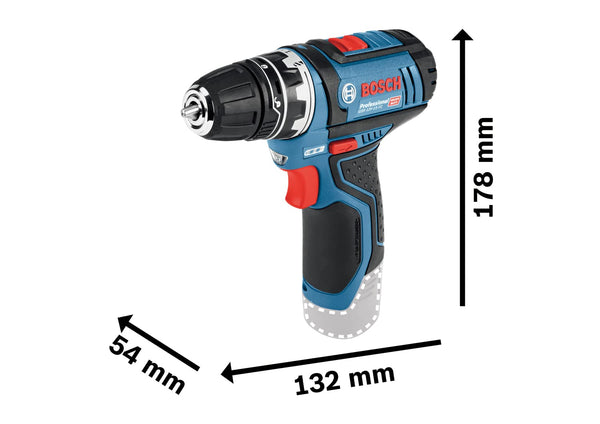 Bosch Professional 12V System Cordless Drill Driver GSR 12V-15 FC (2x battery GBA 12V 2.0Ah, Charger GAL 12V-40, 4x adapter (GFA 12-B, GFA 12-X, GFA 12-W, GFA 12-E, L-BOXX 102)
