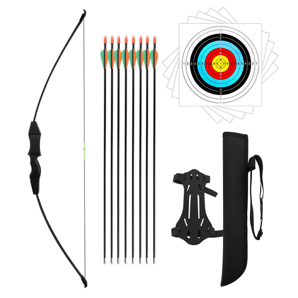 Dostyle Recurve Bow and Arrows Set Teenagers Ambidextrous Archery Beginner Gift for Outdoor Archery Training (Black)