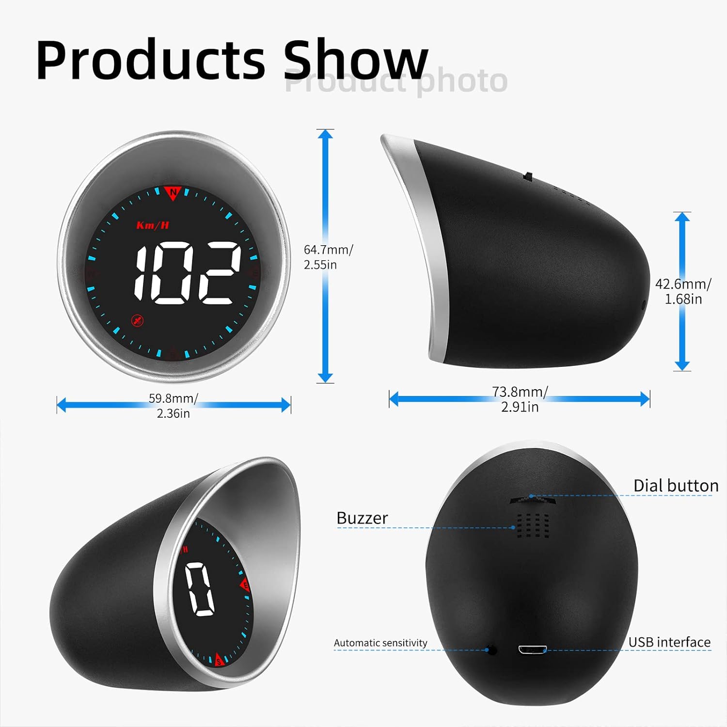 AMHVMU G5 head up display auto,Car GPS Speedometer,HUD,Speed Display,Compass,Speed Warning,Km/h,MPH,Large Font,White Font,USB Connection,Plug and Play,Suitable for All Vehicles
