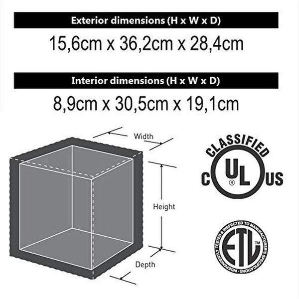 MASTER LOCK Certified Fireproof Safe Box with Key, 5L, 362 x 156 x 284 mm, Portable with carrying handle, Black, for home and professionals