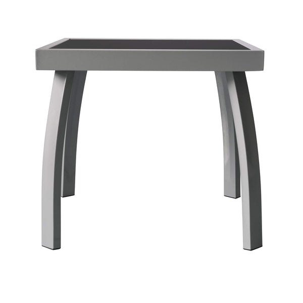 Jarder Garden Coffee Side Snack Table | Square | Aluminium & Tempered Glass | Patio Outdoor