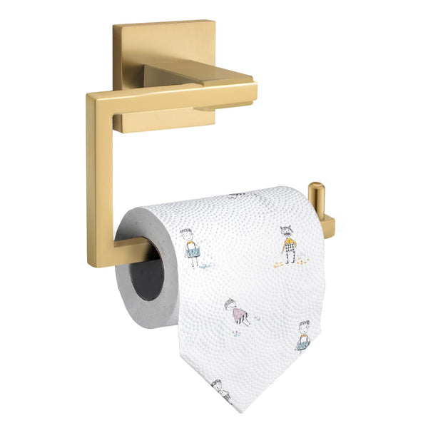 TURS Toilet Roll Holder 304 Stainless Steel Waterproof Toilet Paper Holder Wall Mounted Chrome Toilet Roll Holder for Bedroom Brushed Gold Finish