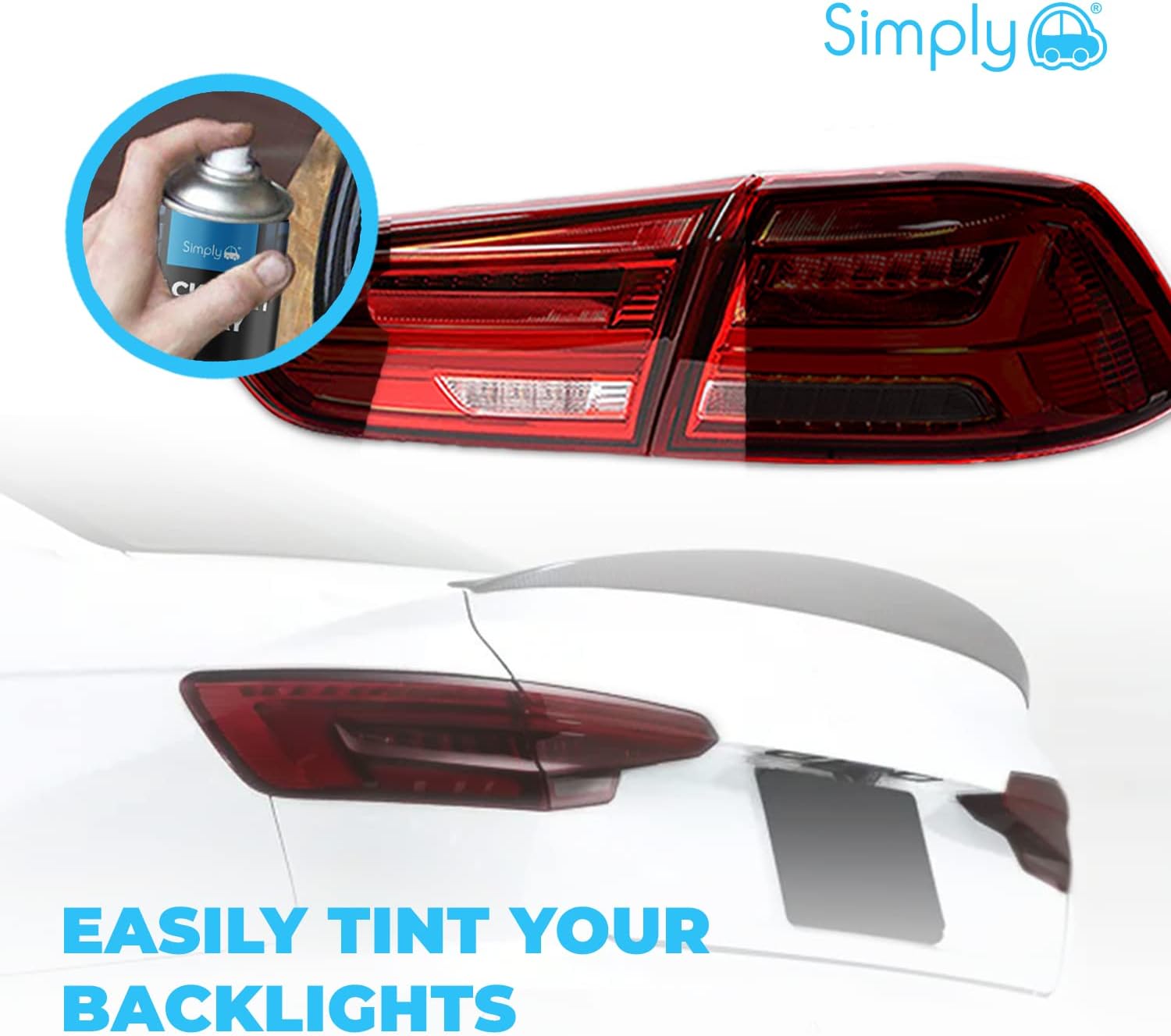 Simply SP-001 Black Backlight Spray for Use On Front Head Lamps, Rear Lights and Side Repeater Lenses - Transparency Properties - Minimal Light Distortion and Reduction - 400 ML