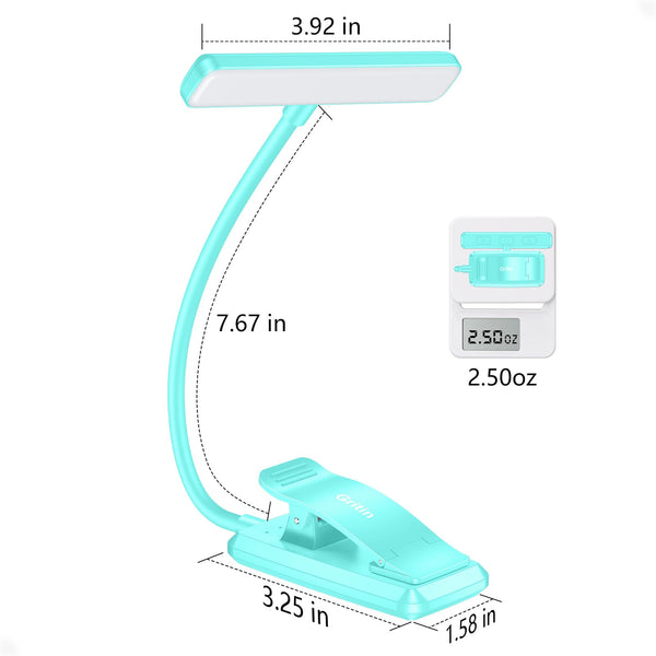 Gritin 19 LED Book Light, Reading Light Book Lamp for Reading at Night with Memory Function, 3 Eye-Protecting Modes -Stepless Dimming, Long Battery Life, 360° Flexible Lamp for Bed,Tablet