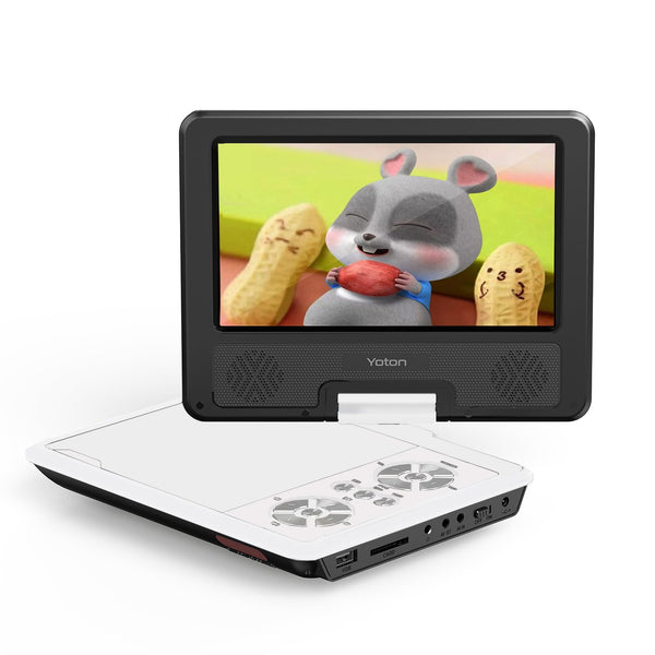 9.5" Portable DVD Player with 7.5" HD Swivel Screen for Car and Kids, 4-6 Hours Working time with Built-in Battery, Headphone/AV-IN/AV-OUT/USB/SD Card [Not Support Blu-ray]