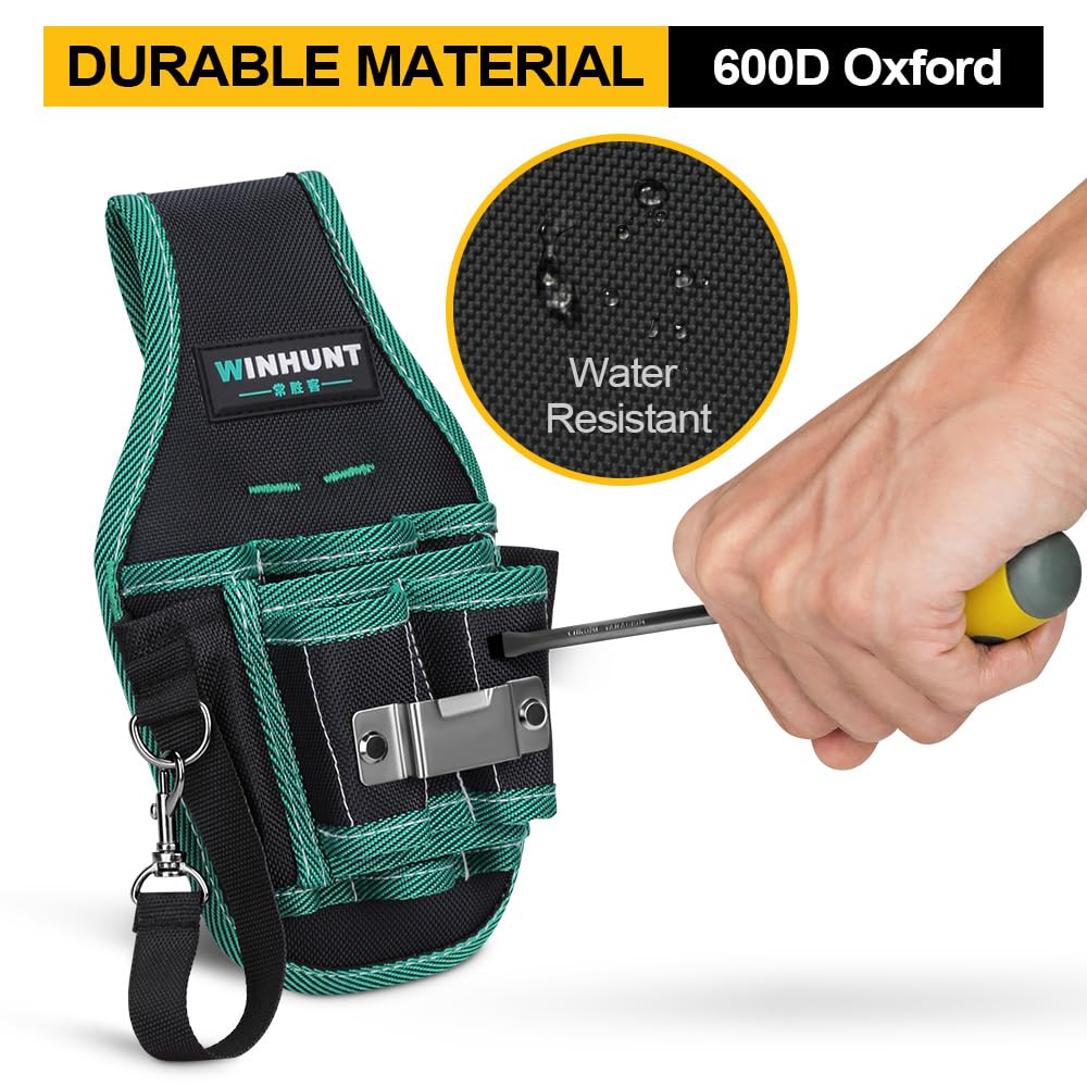 WINHUNT Tool Belt Pouch, Electrician Pouch 18 Pocket with Adjustable Nylon Belt 15x4x22cm Black (18 Pockets)