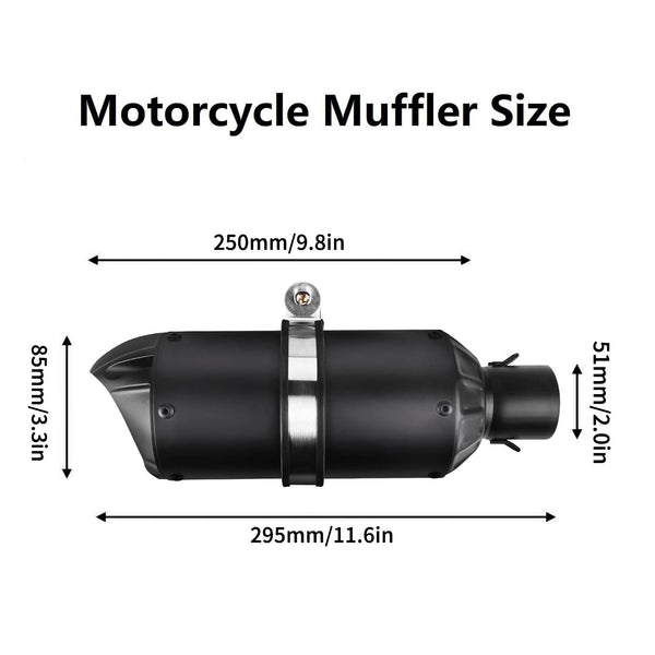 38mm 51mm Universal Motorcycle Golden Muffler Exhaust Stainless Steel Slip on Exhaust Pipe 1.5" 2" for Dirt Bike Street Bike Scooter ATV