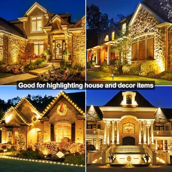 NATPOW Garden Lights, Garden Spot Lights Mains Powered, Warm White LED Outdoor Landscape Spike Lights with Adapter, IP65 Waterproof 5V Spotlights for Lawn, Driveway,Party(6-in-1)