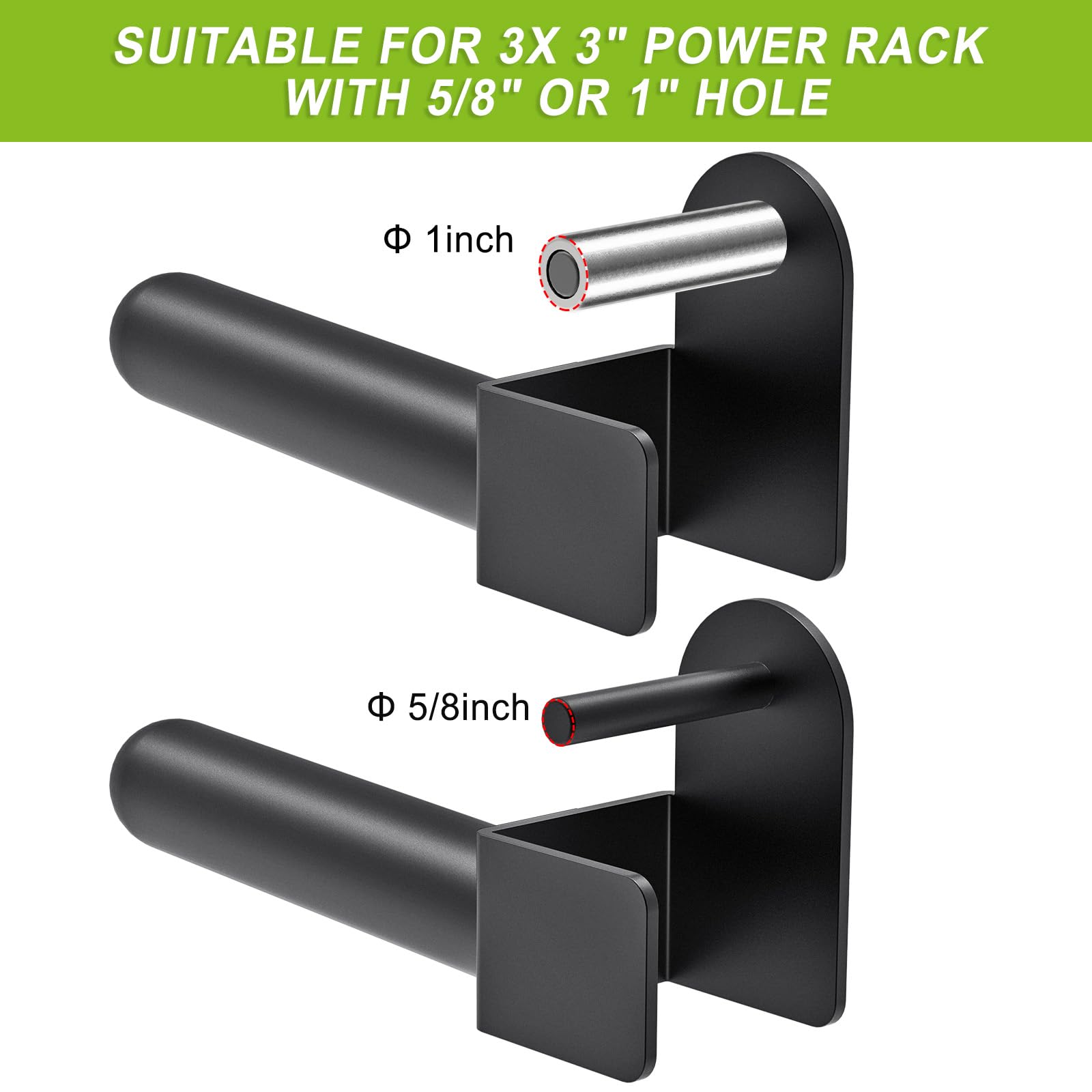 Kipika 3x3 Olympic Weight Plate Holder - Heavy-Duty Steel, Fits 2" Plates on 3x3 Racks with 1" or 5/8" Holes - 300 lbs Capacity Each - Set of 2