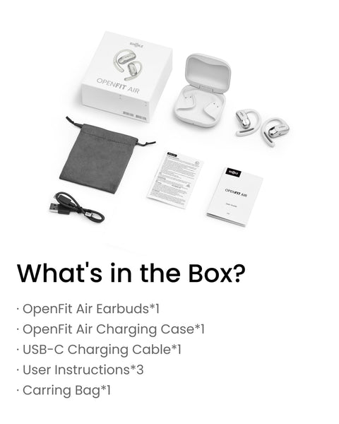 SHOKZ OpenFit Air Open-Ear Headphones, True Wireless Bluetooth Earphones with Mic, Fast Charging, 28h Playtime, IP54 Waterproof for Workout - Black