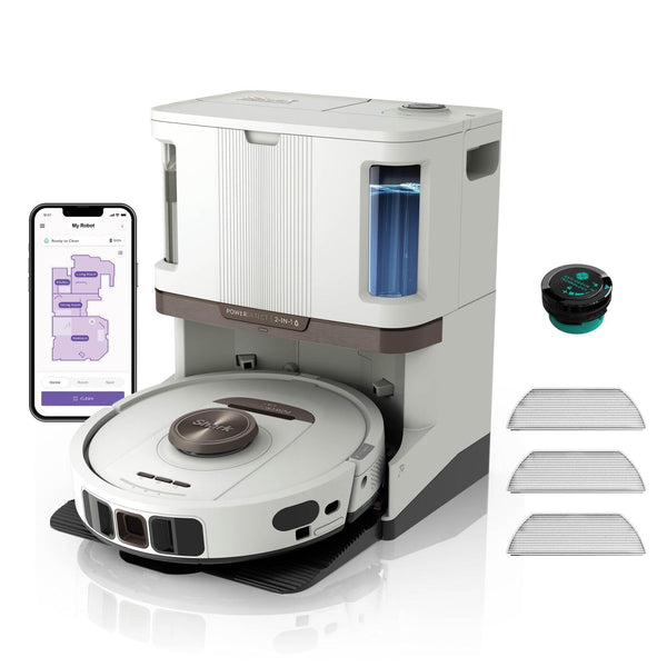 Shark PowerDetect 2-in-1 Robot Vacuum & Mop, NeverTouch Pro 60-Day Self Empty, Self-Refill and Self-Clean Robot Vacuum with 3D & LiDAR Navigation, NeverStuck Obstacle Bypass, WiFi/App White